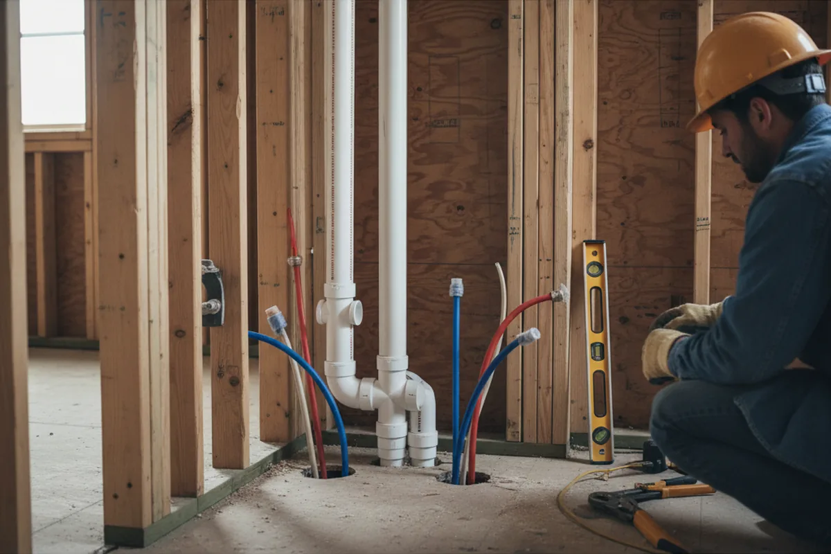 Drain and supply rough-in during Drain Cleaning in Ferndale